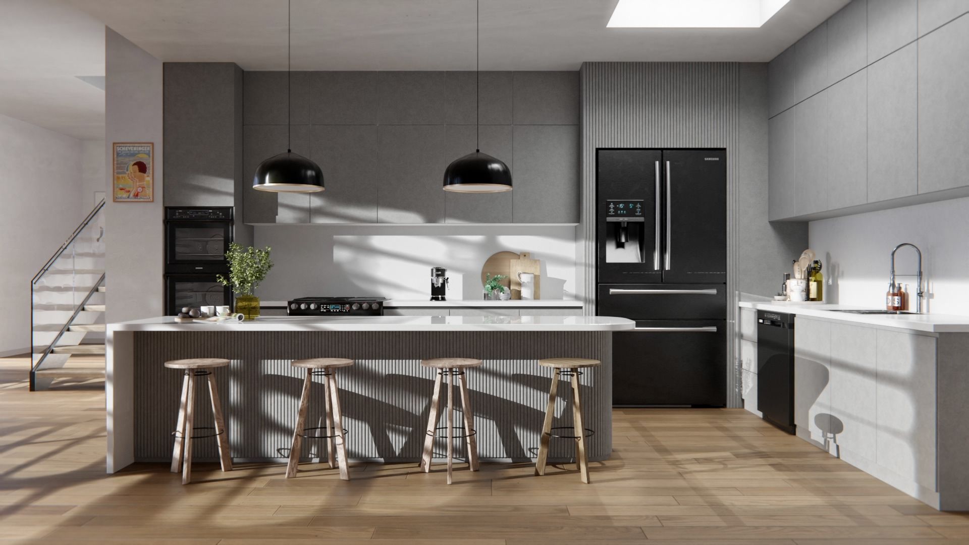 Cover Styl'® NE24 Gris Crudo — vinilo concreto aplicado en interior, vista 2