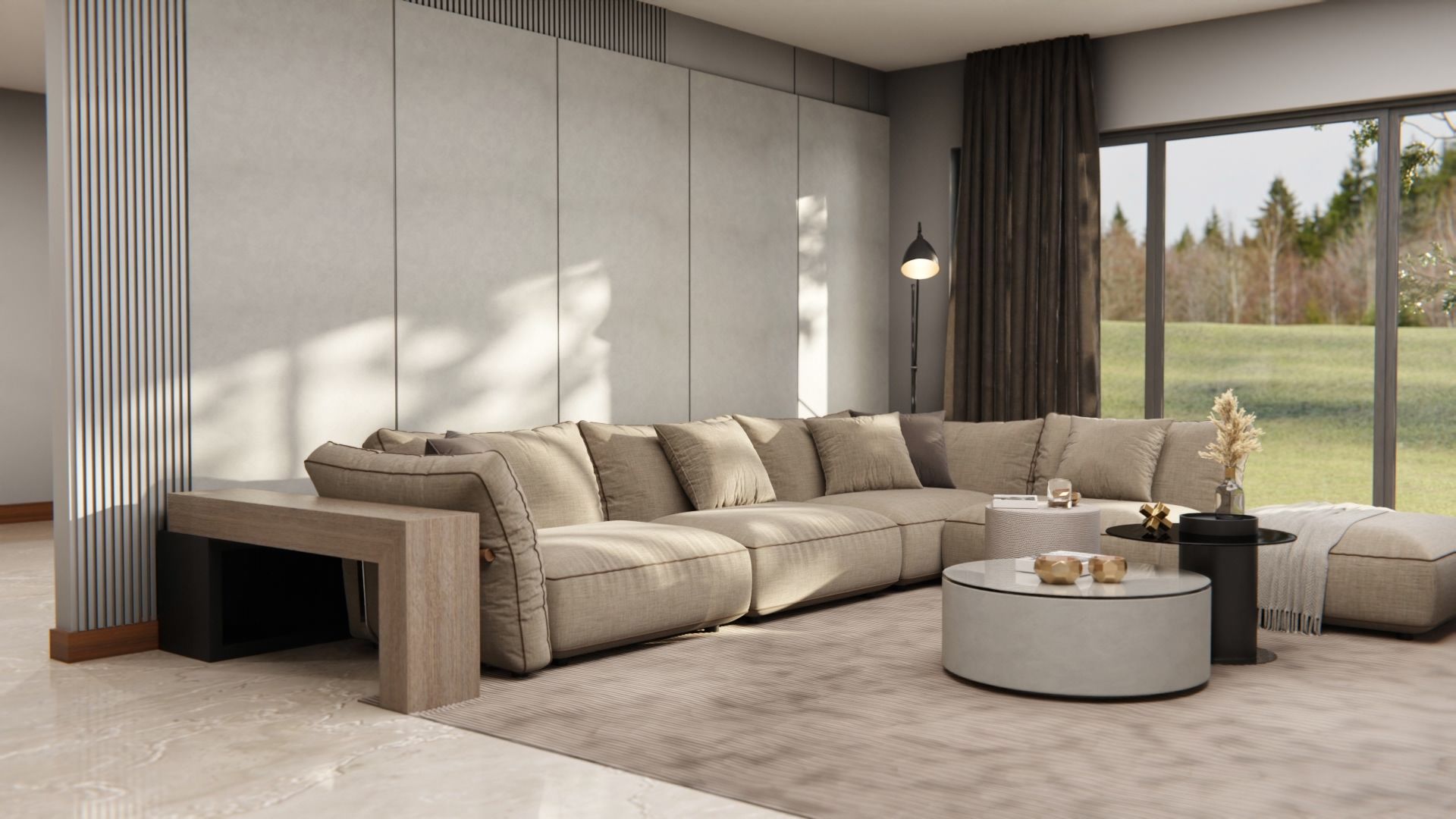 Cover Styl'® U19 Gris Cemento — vinilo concreto aplicado en interior, vista 3