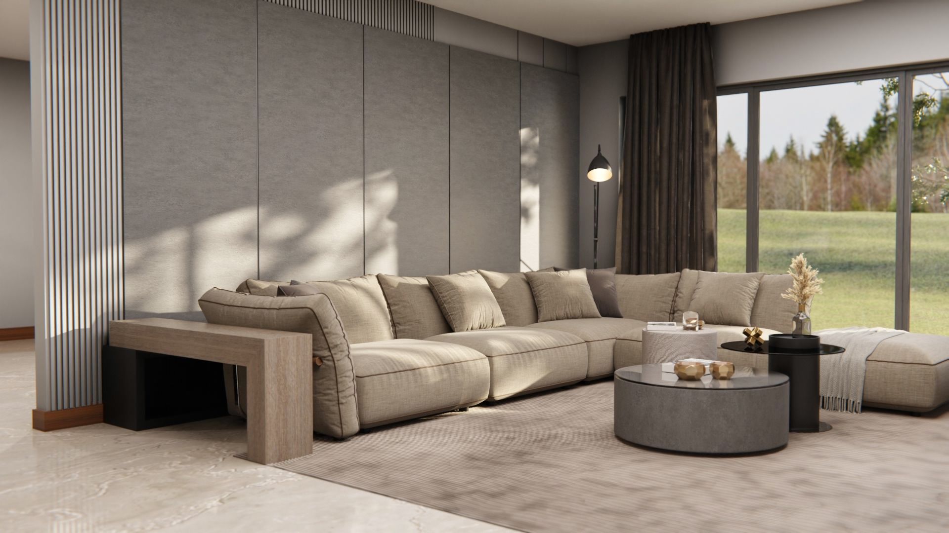 Cover Styl'® U20 Cemento Oscuro — vinilo concreto aplicado en interior, vista 2