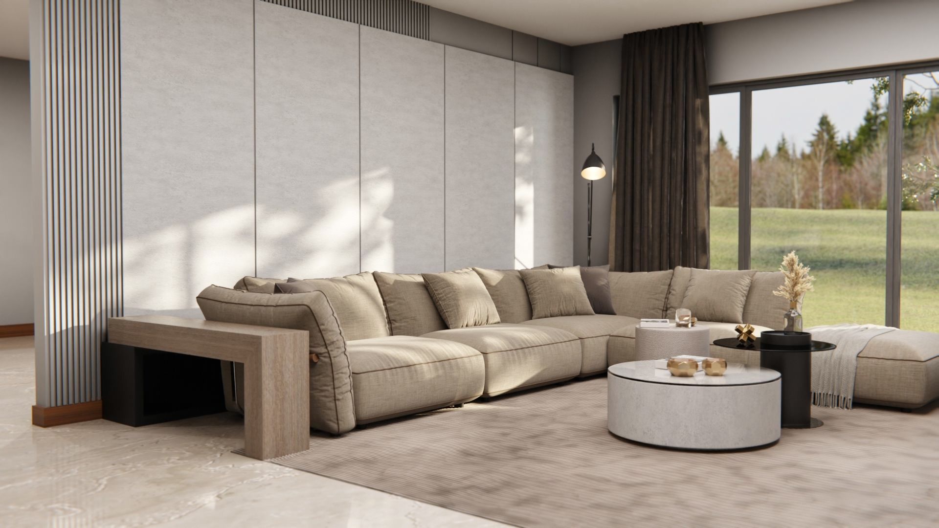 Cover Styl'® U21 Cemento Taupe — vinilo concreto aplicado en interior, vista 2