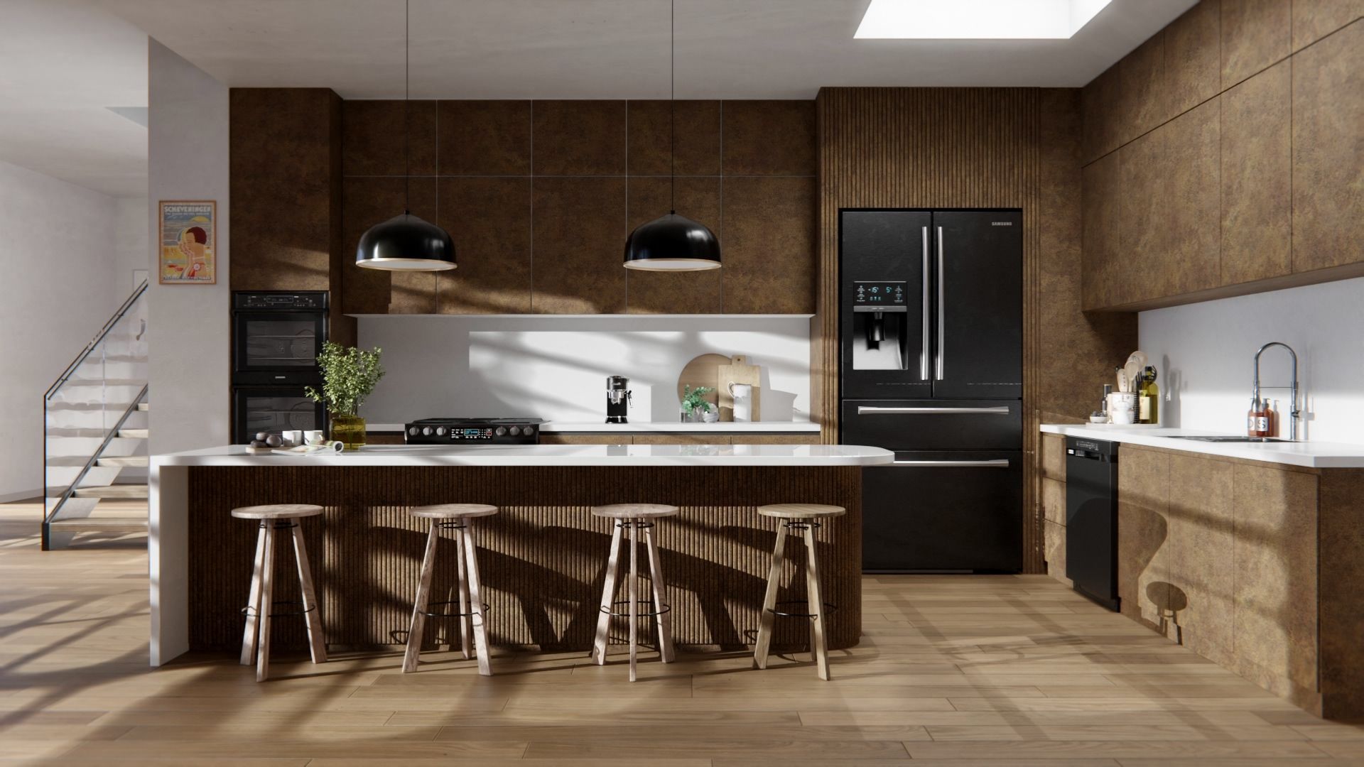 Cover Styl'® W6 Corten — vinilo metálico aplicado en interior, vista 2