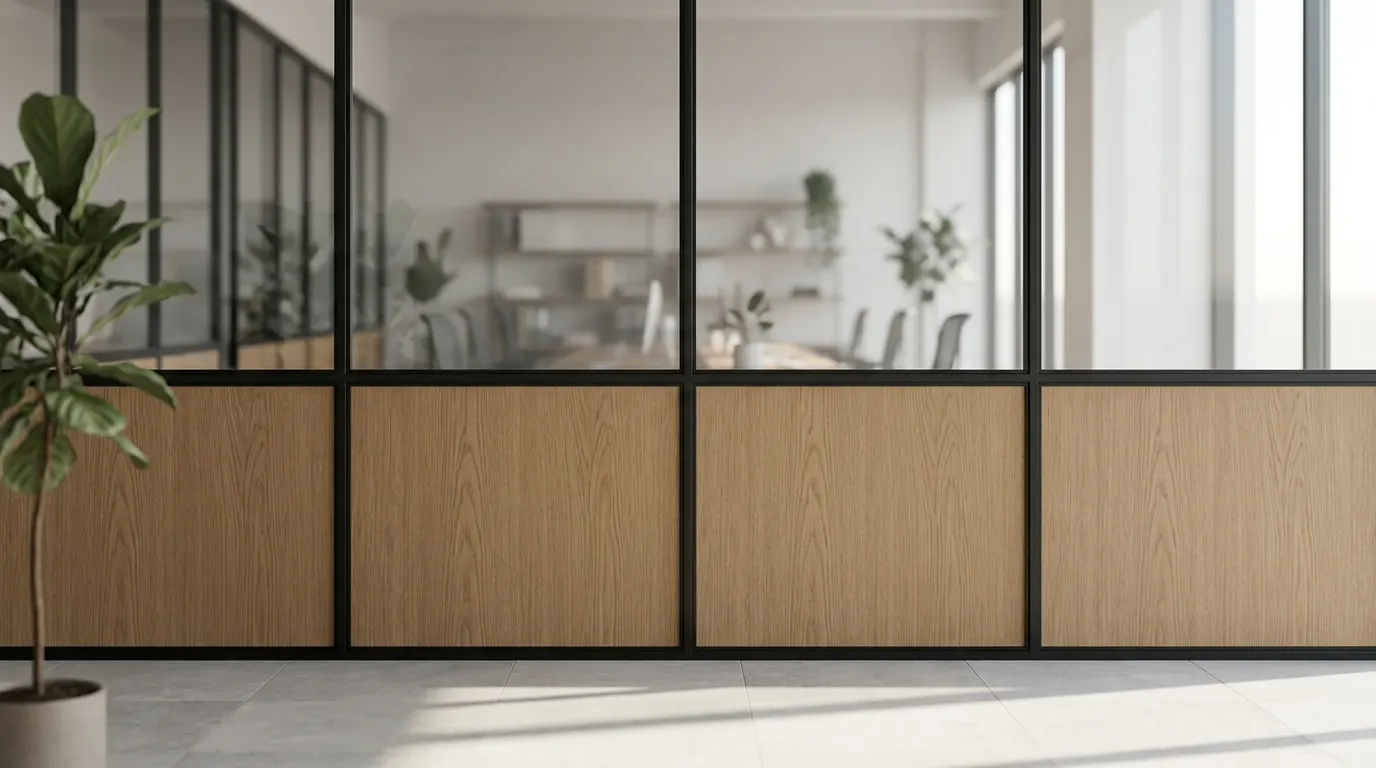 Puerta de cristal interior recubierta con película autoadhesiva en acabado mate oscuro